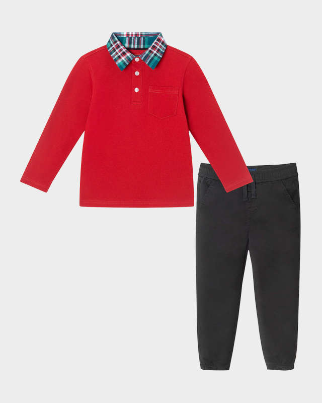 Boy's Holiday Polo Shirt & Pants Set, Size 2T-8